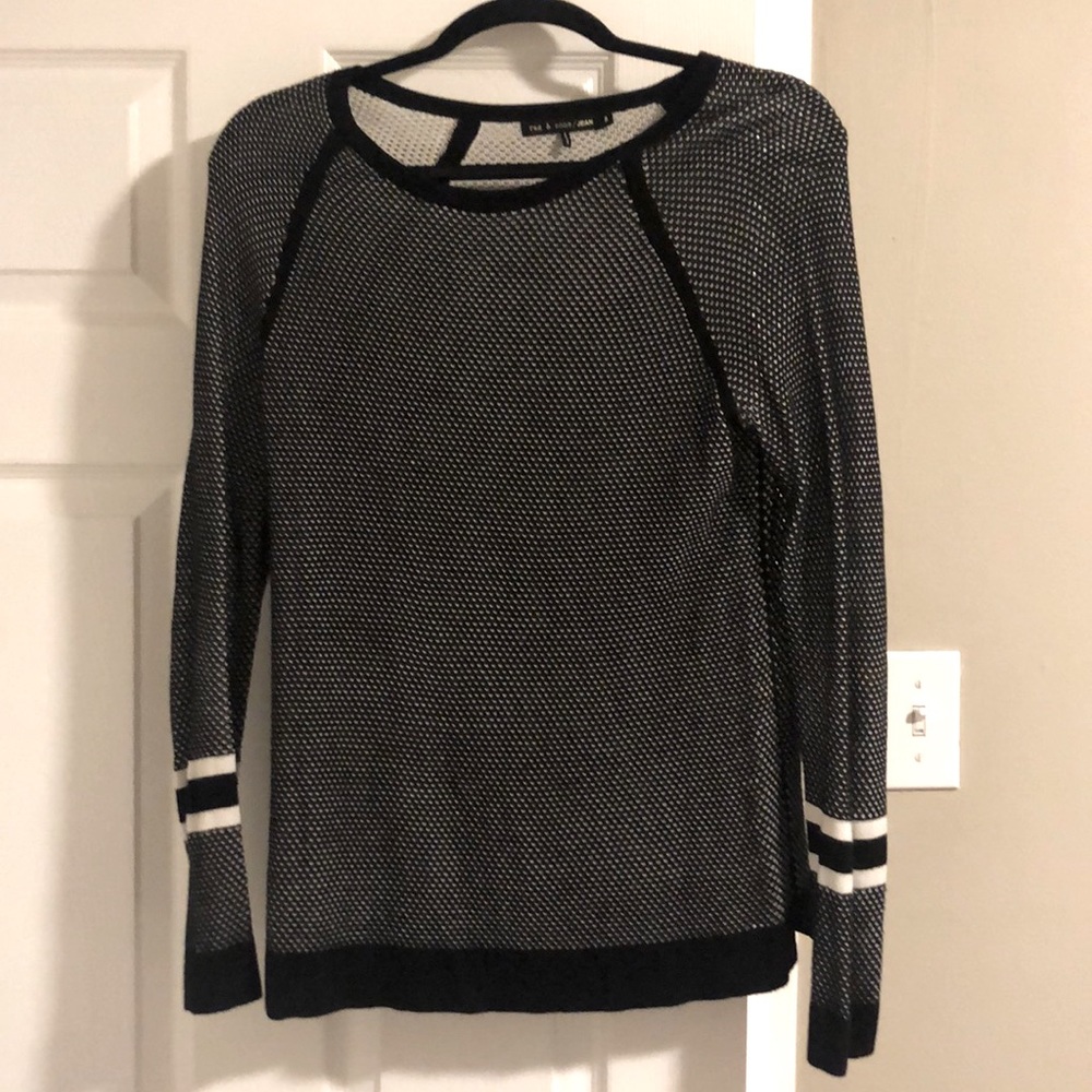 rag & bone black and white crewneck sweater, S
